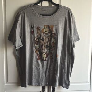 NWT Lucky Brand Boyfriend queen of hearts t-shirt grey short sleeve women’s XL